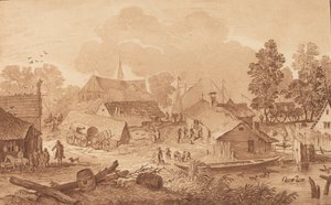 قرية مع بركة ، ج. 1782.