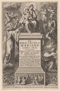 متوجًا بمريم مع الطفل صفحة العنوان لـ: B. de los Rios، De hierarchia Mariana libri sex، Antwerp: 1641