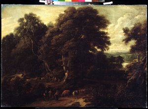 "" مناظر فلاندرز مع قطيع من الأبقار "لوحة رسمها قسطنطين كورنيليس هويسمانز (1648-1727) متحف بوشكين ، موسكو بواسطة كورنيليس هويسمانز