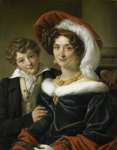رودولفينا فيلهيلمينا إليزابيث دي ستورلر (1798-1873) ، الزوجة الثانية للكونت جوهانيس فان دن بوش ، مع ابنهما ريتشارد ليوينهارت ، 1829