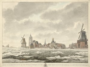 منظر لاحتلال الجليد خارج Waterpoort في جورينشيم ، 20 فبراير 1799 بواسطة كورنيليس دي يونكر