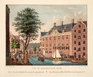 Vue d&39;Amsterdam رقم 35. The Zijd Heeren-Logement القديم. La Maison dite OZ Heeren-Logement، 1825 (نقش يدوي) بواسطة كورنيليس دي كرويف
