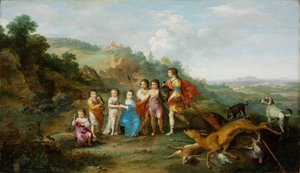 الأطفال السبعة في وينتركينغ - لوحة لكورنيليس فان بويلينبرج (1594 أو 1595-1667) ، زيت على خشب (37.9 × 65.3 سم) بواسطة كورنيليس فان بويلينبرغ أو بويلين بورش