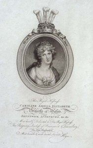 صاحبة السمو الملكي ، كارولين أميليا إليزابيث ، أميرة ويلز (1768-1821) ، نقش بقلم P. Sintzenich بواسطة كورنيليوس (بعد) هوير