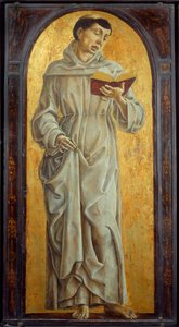 القديس أنتوني بادوفا يقرأ (سان أنطونيو دي بادوفا) رسم على الخشب رسمه كوزمي تورا (1430-1495) صن. 0،71 × 0،31 م