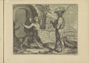 Gesprek tussen een sfinx en een herder صور حقيقية لبعض أعظم السيدات في المسيحية متنكرين بزي الرعاة. (عنوان المسلسل) بواسطة كريسبين فان دي باس (الثاني)