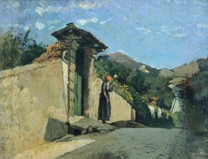 دراسة المناظر الطبيعية ، حوالي عام 1860 ، بواسطة كريستيانو بانتي (1824-1904) ، زيت على قماش على لوح بواسطة كريستيانو بانتي