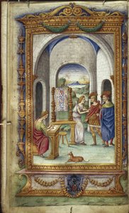 كتابة بينيلوب ، Telemachus و Laertes Illustration for The Heroides بواسطة Ovid ، 1485-1499