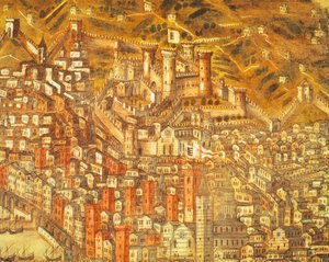 منظر جنوة وقلعتها (تفصيل) 1597 (زيت على قماش) بواسطة كريستوفورو دي جراسي