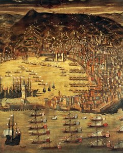 منظر لجنوة وميناءها ، لوحة كريستوفورو غراسي (1565-1598) ، إيطاليا بواسطة كريستوفورو دي جراسي