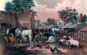 ساحة المزرعة الأمريكية في المساء ، 1857 بواسطة كوريير وآيفز