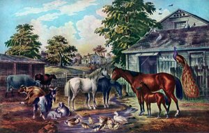 ساحة المزرعة الأمريكية في الصباح ، 1857 بواسطة كوريير وآيفز