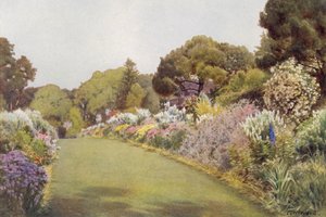 الحدود على العشب في Swiss Cottage ، أوزبورن (لون ليثو) بواسطة سيريل وارد
