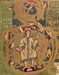السيدة XIV A 13-1 St. Wenceslaus (907-929) من مجلد Vysehrad ، c.1085 بواسطة المدرسة التشيكية