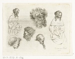 ورقة دراسة مع رؤوس وأجساد أنثوية بواسطة D. van den Bosch