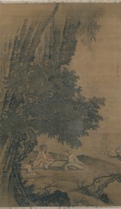 منظر طبيعي مع Daoist Immortals لعب Weiqi