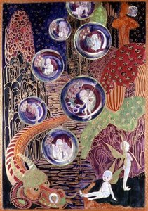 لوحة ودجوود Fairyland اللامعة ، حوالي عام 1917 (خزف عظمي) بواسطة ديزي ميكيج جونز