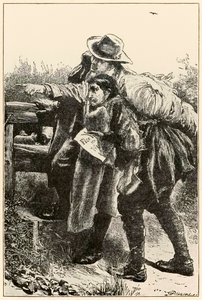 يشير المبشر الطريق من تقدم الحجاج من هذا العالم ، إلى ما سيأتي بقلم جون بونيان (1628-1688) رسم توضيحي لتوماس دالزيل (1823-1906).