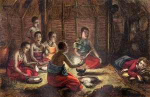 منتزه Mungo يستريح في كوخ محلي في Sego ، Bambarra ، 1796 (قطع خشبية ملونة)