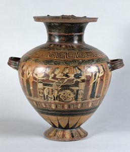 هيدريا ذات الشكل الأسود تصور Nereids الحداد أخيل ، c.560-550 قبل الميلاد (سيراميك)