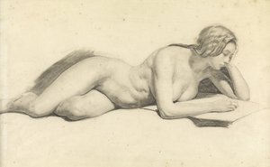 دراسة قراءة أنثى عارية (قلم على ورق)