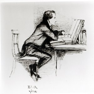 صورة شخصية لتشارلز لامب (1775-1834) (قلم وحبر على ورق) (صورة بالأبيض والأسود) بواسطة دانيال ماكليز