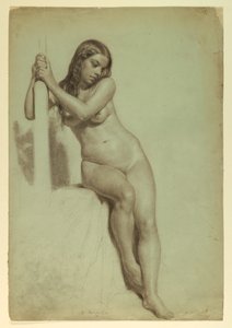 رسم، أنثى عارية تجلس على مقعد، 1858 بواسطة دانييل هنتنغتون