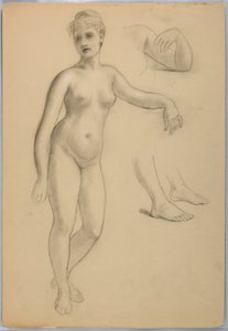 رسم، أنثى عارية واقفة، سبتمبر 1860-70 بواسطة دانييل هنتنغتون