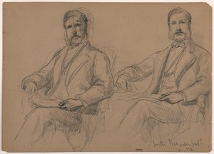 رسم، جوليوس هالغارتن جالساً، دراستان؛ في الجهة المقابلة: السيد هانت واقفاً، 1884 بواسطة دانييل هنتنغتون