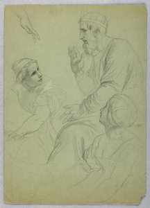 رسم، ملك وامرأتان، سيبار، حوالي 1845 بواسطة دانييل هنتنغتون