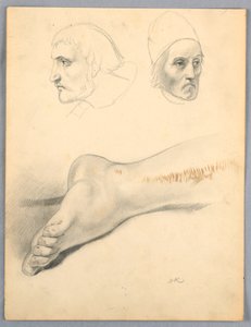رسم، القدم اليمنى ورأسان س، 1852 بواسطة دانييل هنتنغتون
