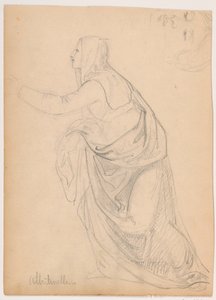 رسم، امرأة ترتدي رداءً وتمد يدها، بعد ماريوتو ألبيتنيللي، 1844 بواسطة دانييل هنتنغتون