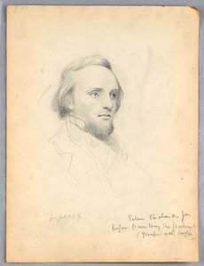 رسم، رسم تخطيطي لرأس بيتر ريتشاردز من أجل صورته، 1849 بواسطة دانييل هنتنغتون