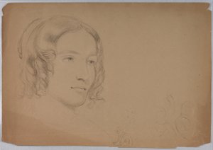 رسم، رسومات تخطيطية لرؤوس نساء، 1840 بواسطة دانييل هنتنغتون
