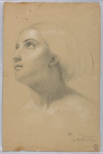رسم ودراسة لنسخة مكررة من "كريستيانا" ودراسة لـ "الرحمة"، مارس 1850 بواسطة دانييل هنتنغتون