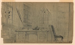 رسم، مكتبة واشنطن إيرفينغ في صني سايد، 16 مارس 1860 بواسطة دانييل هنتنغتون