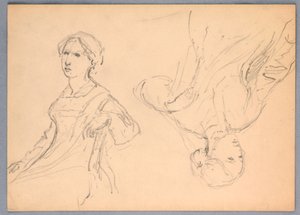 رسم، امرأة جالسة، دراستان، 1870، 1870 بواسطة دانييل هنتنغتون