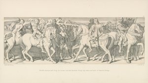 مقابلة Harold مع Tostig شقيقه ، ومع Hardrada ، Tostig&39;s Ally ، قبل معركة Stamford Bridge