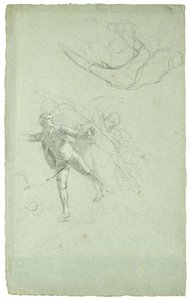 دراسة حصار جبل طارق (دراسة لشكل مدفع في الزورق الطويل) ، 1785-1786 (طباشير أبيض وأسود على ورق رمادي - أزرق) بواسطة دانيال ميتينز