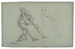 دراسة حصار جبل طارق (دراسة الأشكال التي تسحب على الحبل) ، 1785-1786 (طباشير أبيض وأسود على ورق رمادي - أزرق) بواسطة دانيال ميتينز