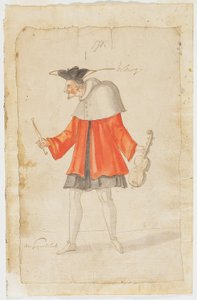 موسيقي من Ballet du Serieux et du Grotesque ، 1627 (حبر بني ومرحاض على ورق مسدود)