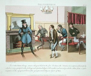 الأنانية ، اللوحة 9 من "المؤهلات الضرورية لرجل الموضة" ، المنشور عام 1823 (مائي ملون يدويًا) بواسطة دانيال توماس إيجرتون
