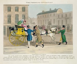 The Pressing Invitation ، from &39;Fashionable Bores، or Coolers in High Life، by Peter Quiz&39; ، نُشر عام 1824 (ألوان مائية يدوية) بواسطة دانيال توماس إيجرتون