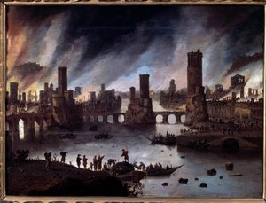 منظر لنار طروادة لوحة رسمها دانيال فان هيل (1604-1662) من القرن السابع عشر في بيسانكون. متحف الفنون الجميلة - منظر لحرق طروادة. لوحة دانيال فان هيل (1604-1662) بواسطة دانيال فان هيل