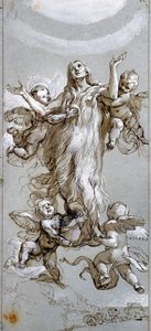 افتراض القديسة مريم المجدلية بتوجيه من الملائكة رسم لدانييل كريسبي (1598-1630) القرن السابع عشر مدريد ، متحف برادو بواسطة دانييلي كريسبى