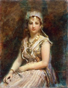 شخصية أنثوية جالسة ، لدانييل رانزوني (1843-1889) ، زيت على قماش ، 57.5 × 46 سم