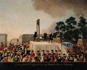 إعدام لويس السادس عشر (1754-93) 21 يناير 1793 (زيت على النحاس) بواسطة المدرسة الدنماركية