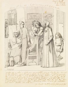 دانتي يرسم ملاكًا في الذكرى الأولى لوفاة بياتريس ، 1848-189 بواسطة دانتي جابرييل تشارلز روسيتي