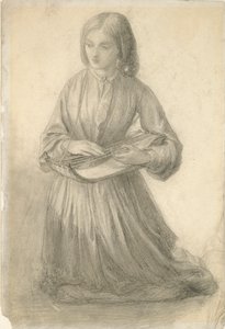 إليزابيث سيدال تعزف على آلة وترية ، c1852 بواسطة دانتي جابرييل روسيتي