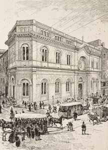 الكنيسة الإنجيلية في شارع ناسيونالي ، روما ، إيطاليا ، نقش من الرسم بواسطة دانتي بولوتشي ، من L